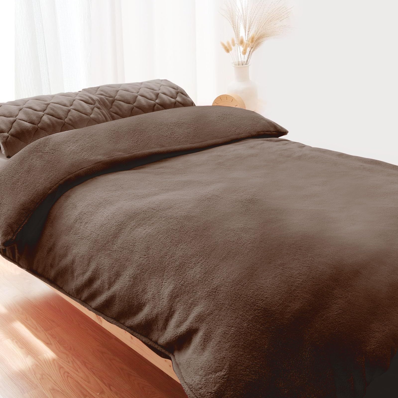 新品 【4層構造 蓄熱保温】布団カバー 毛布と掛けカバー兼用 ゼミダブル 両面起毛8mm YKK両側全開ファスナー付き 掛け布団カバー 接触温感 あったか ８箇所スナップボタン フランネル 静電気