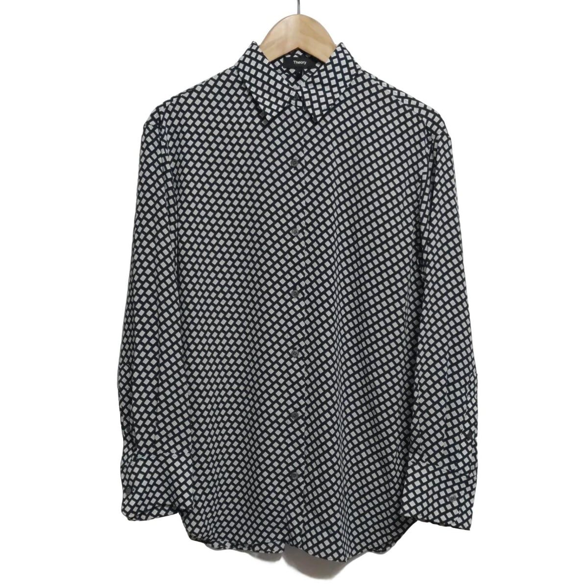 theory セオリー 長袖シャツブラウス サイズS レディース - 黒×ネイビー×ライトグレー