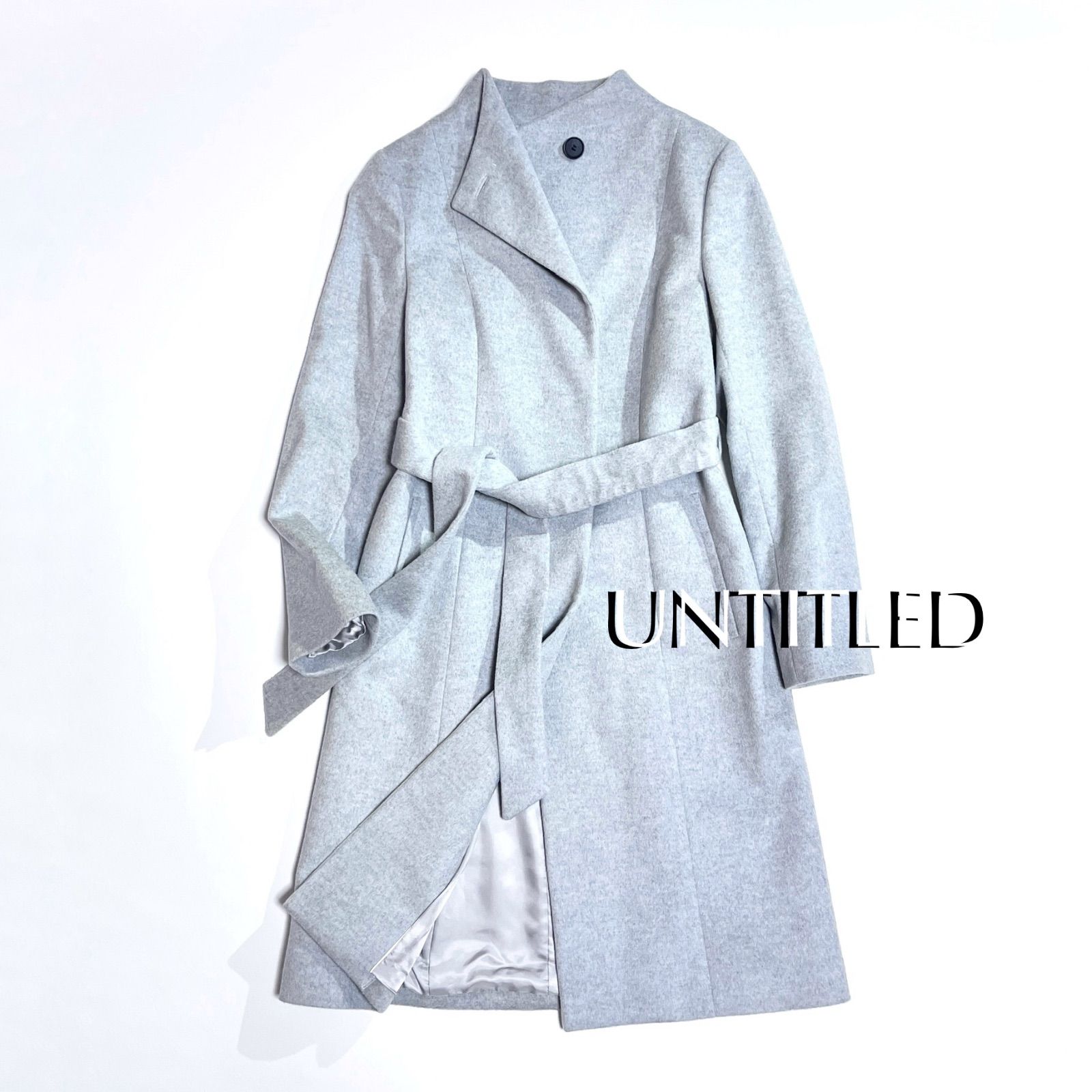 ck12 UNTITLED 2way 衿 スタンド ロングコート ライン ベルテッドウールコート ロングコート ベルト付き アンタイトル 定価55 000円