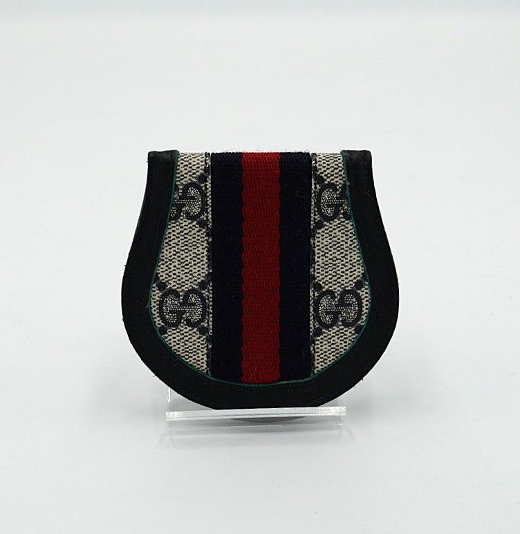 GUCCI グッチ GGスプリーム シェリーライン 二つ折りコインケース ネイビー