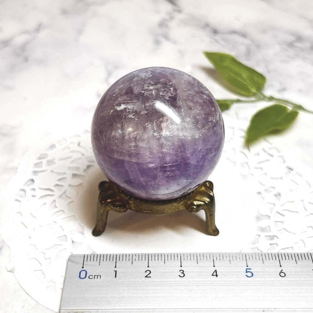  E16565 アメシスト 約41㎜ 球 スフィア ブラジル amethyst 天然石 パワーストーン アロマディフューザー 置物 インテリア小物