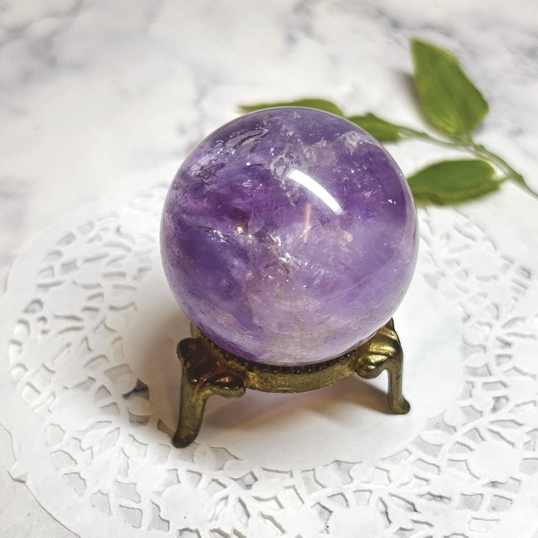 E16566 アメシスト 約40㎜ 球 スフィア ブラジル amethyst 天然石 パワーストーン