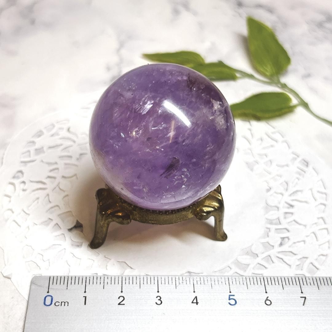  E16566 アメシスト 約40㎜ 球 スフィア ブラジル amethyst 天然石 パワーストーン 卓上トレイ 置物 インテリア小物