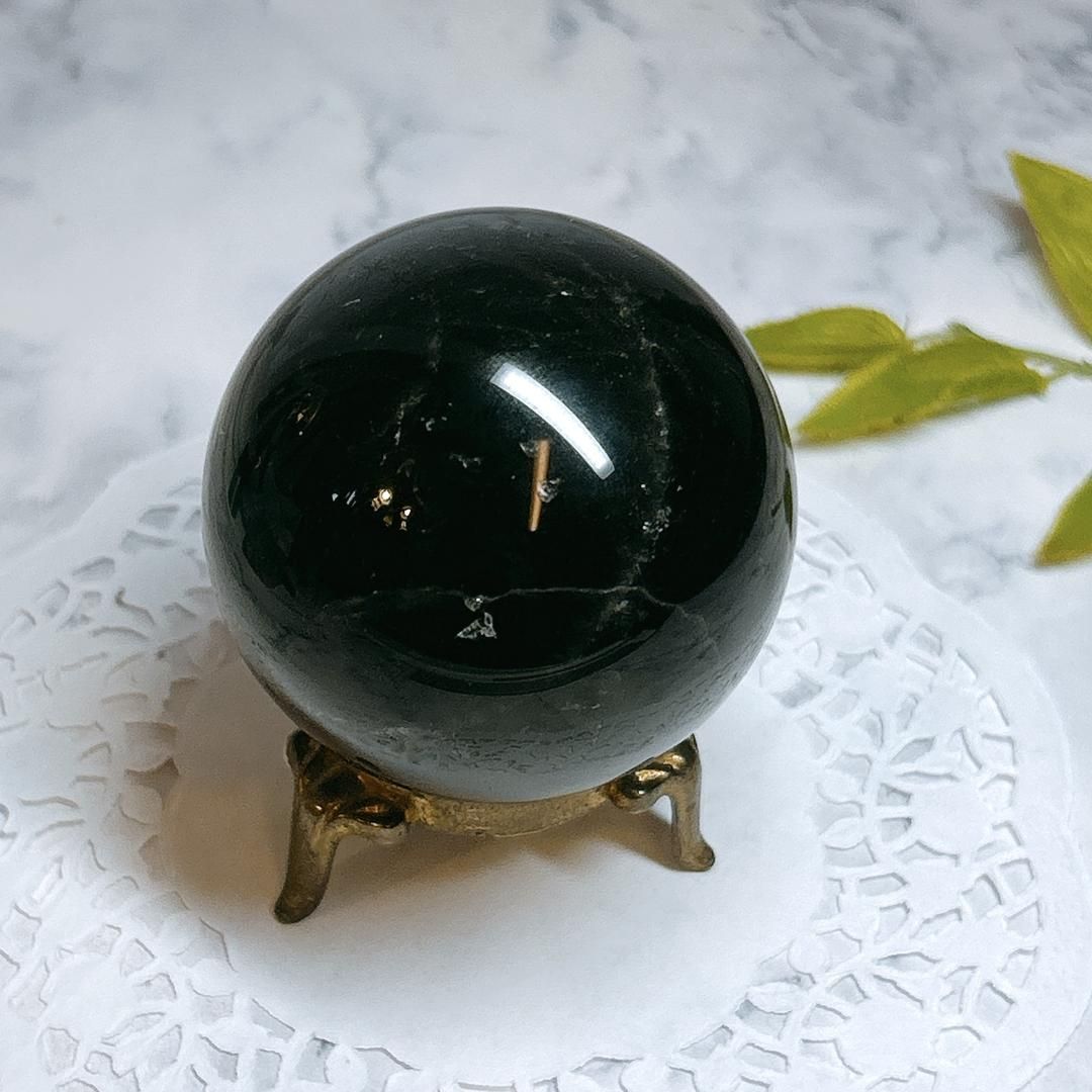 E16571 モリオン球 50㎜ 黒水晶 Morion 天然石 パワーストーン モリオン 球 丸玉 丸 玉