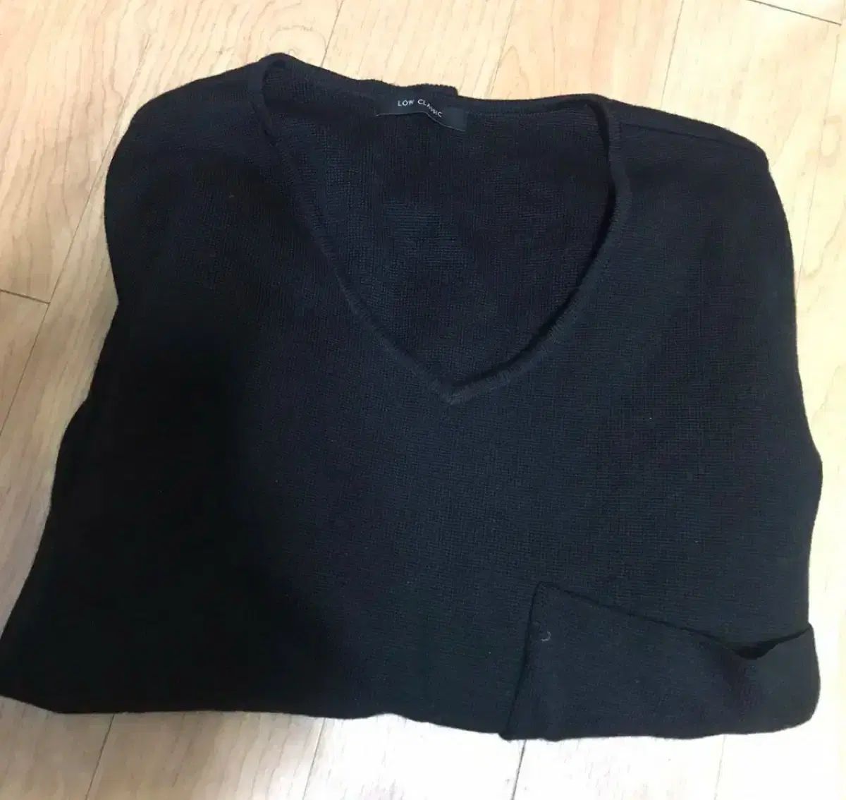 LOW CLASSIC ロウ クラシック Vネック ポケット ニット ブラック