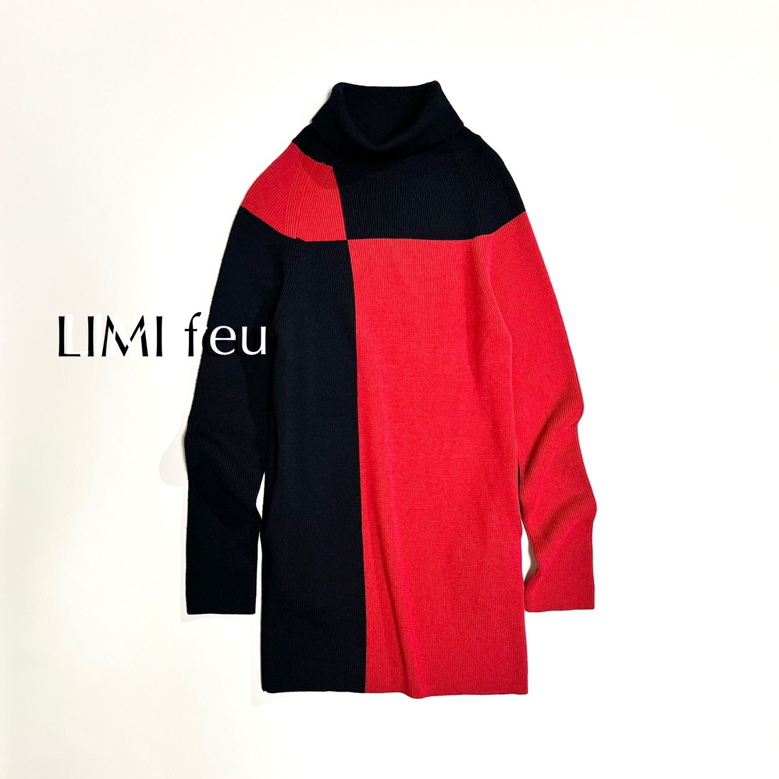 ck19 LIMI feu バイ タートルネック ニット セーター 配色 ニット 長袖 ウール 毛 made in japan リミヤマモト ヨウジヤマモト Yohji Yamamoto