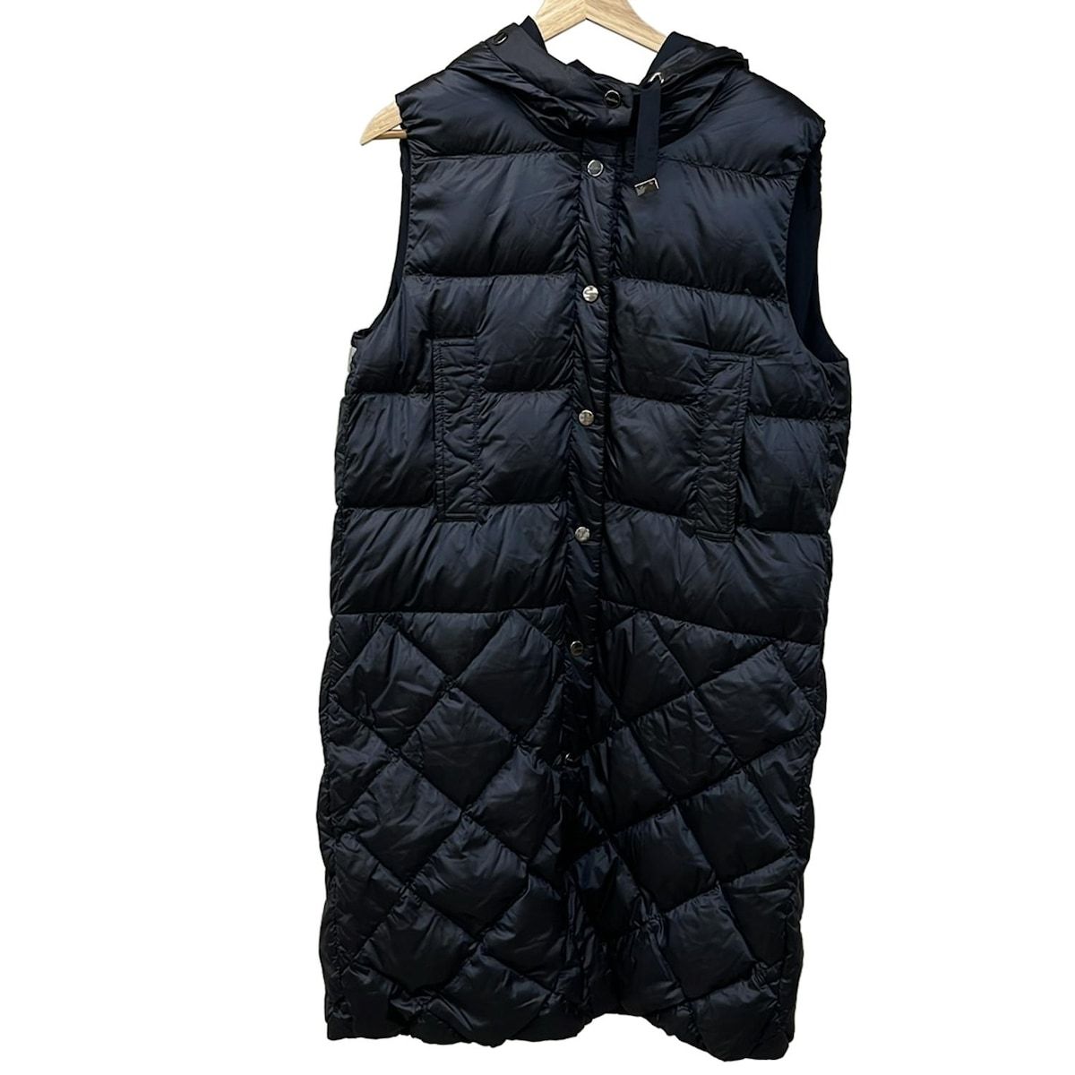 Max Mara マックスマーラ ダウンベスト サイズ36 S レディース - ダークネイビー The Cube ロング丈 秋 冬
