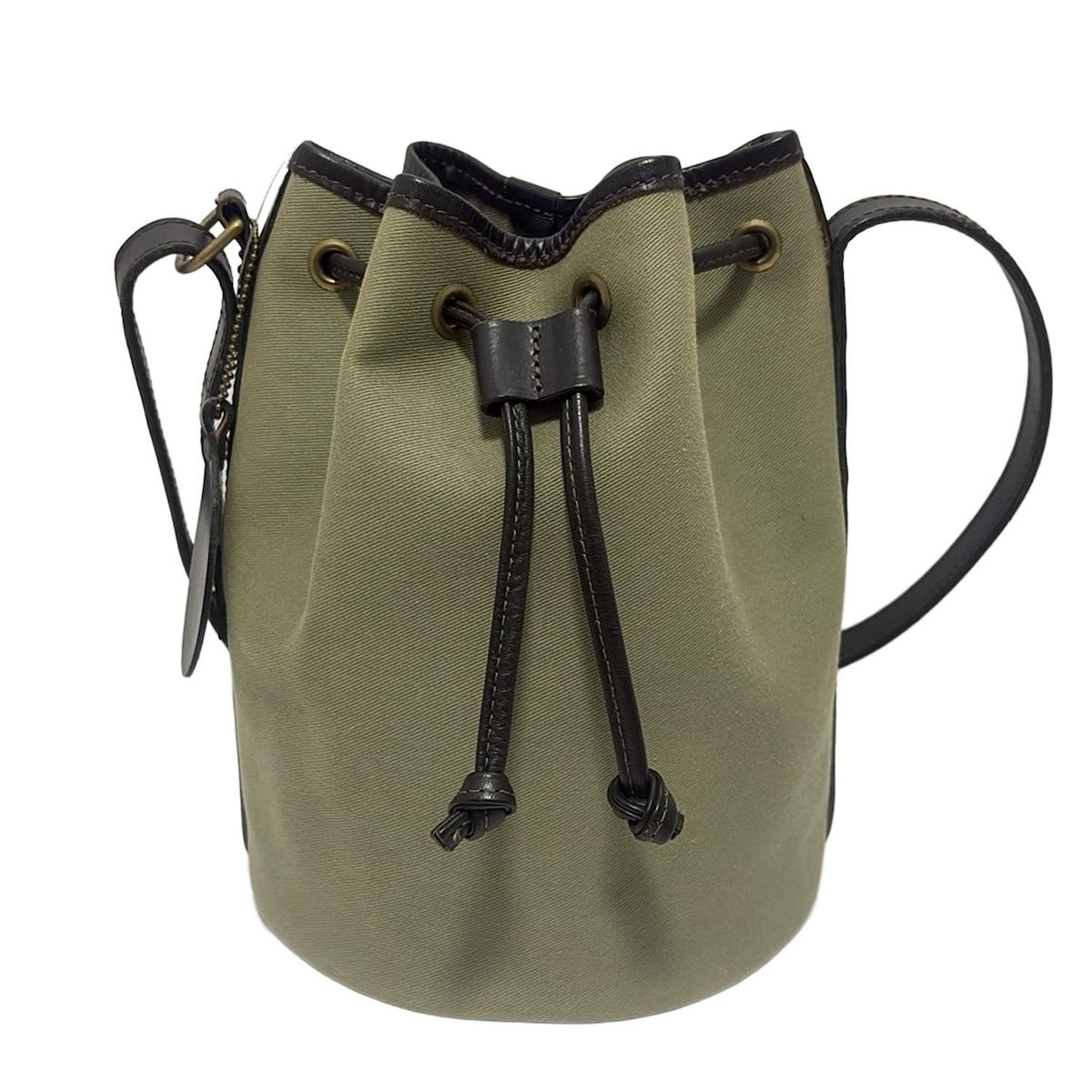 Brady ブレディ ショルダーバッグ グリーン 黒 巾着型 レザー