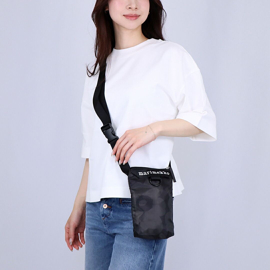 マリメッコ MARIMEKKO ショルダーバッグ NEAT PHONE POCKET UNIKKO 94124 999 DARK GREY G