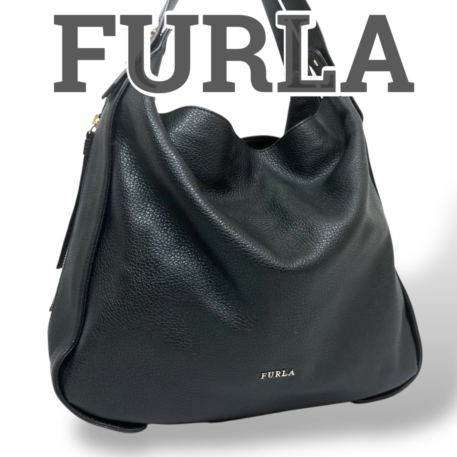 【極美品】FURLA エリザベス　2way レザー　ブラック　A4可 極美品】FURLA エリザベス 2way レザー ブラック A4可 - メルカリ