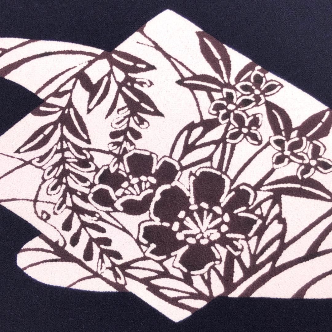 菱形に花柄模様 縮緬