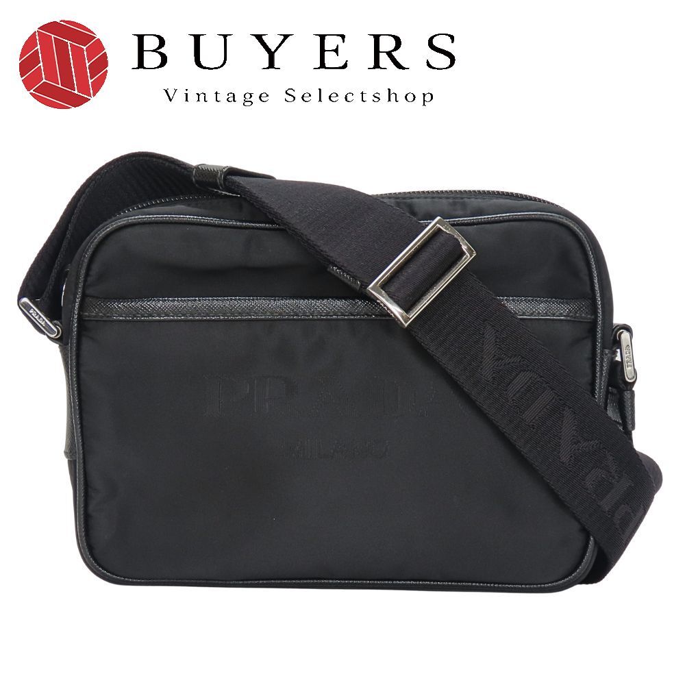 中古 プラダ ショルダーバッグ 2VH144 トライアングルロゴ ナイロン レザー ブラック 斜め掛け Re-Nylon サフィアーノ レディース メンズ PRADA 中古】 プラダ ショルダーバッグ 2VH144 トライアングルロゴ ナイロン
