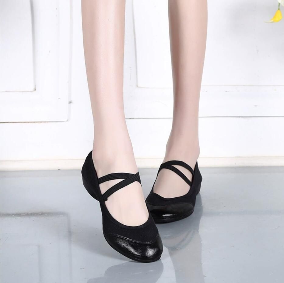 2足 23.5 cm 26 シューズフォークダンスダンスシューズモダンダンスキャラクターシューズ大人レディースフラダンス演奏合唱 レッスン低いヒール布製PUベー