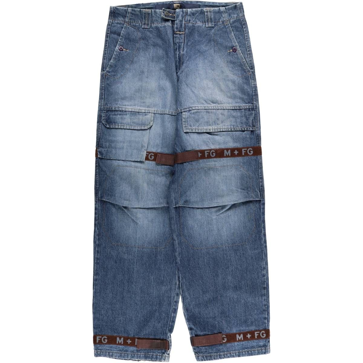 古着 マリテフランソワジルボー MARITHE FRANCOIS GIRBAUD テープ付き ストレートデニムパンツ メンズw35相当 evb031737