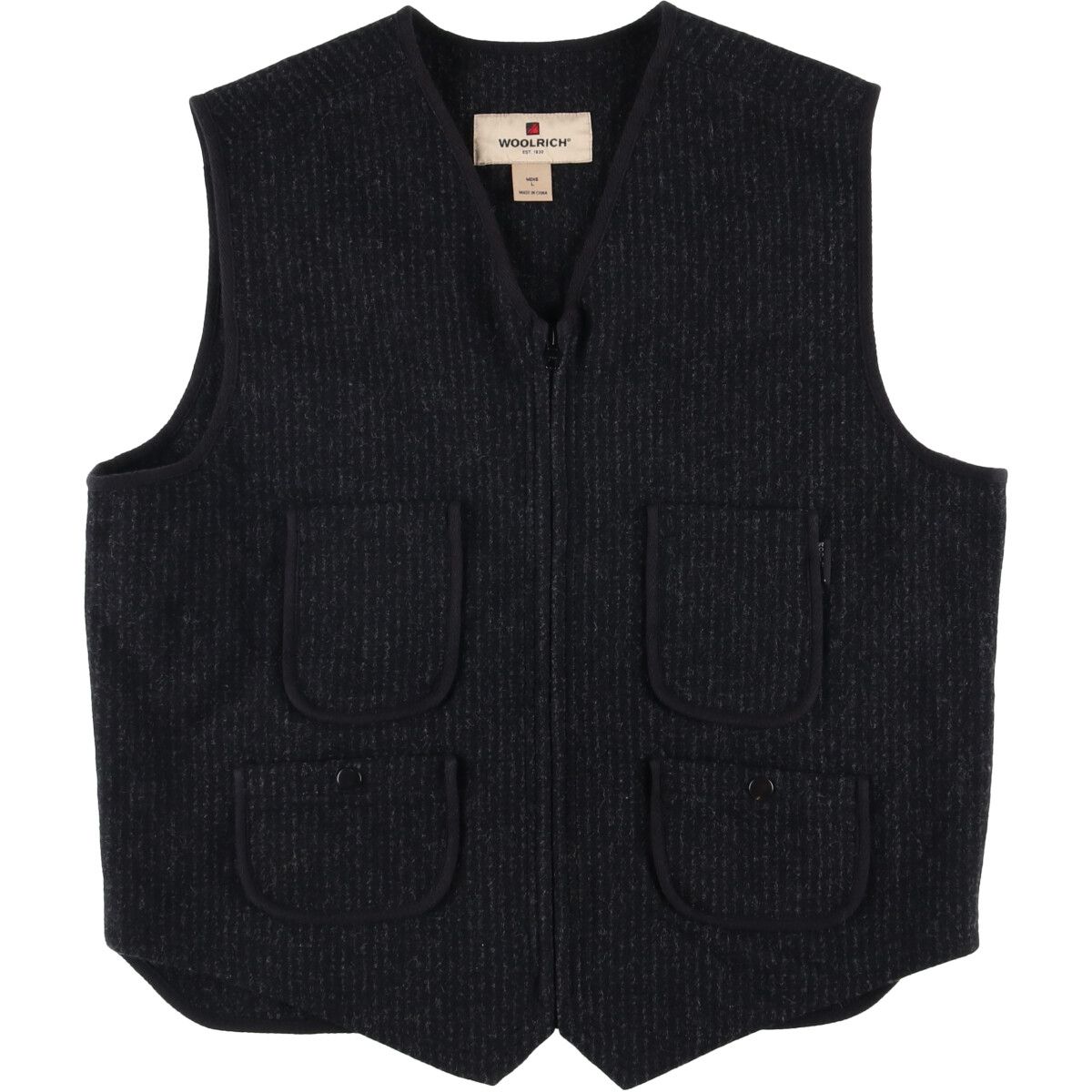 古着 ウールリッチ WOOLRICH ストライプ柄 前開き ウールべスト メンズL相当 eaa595407