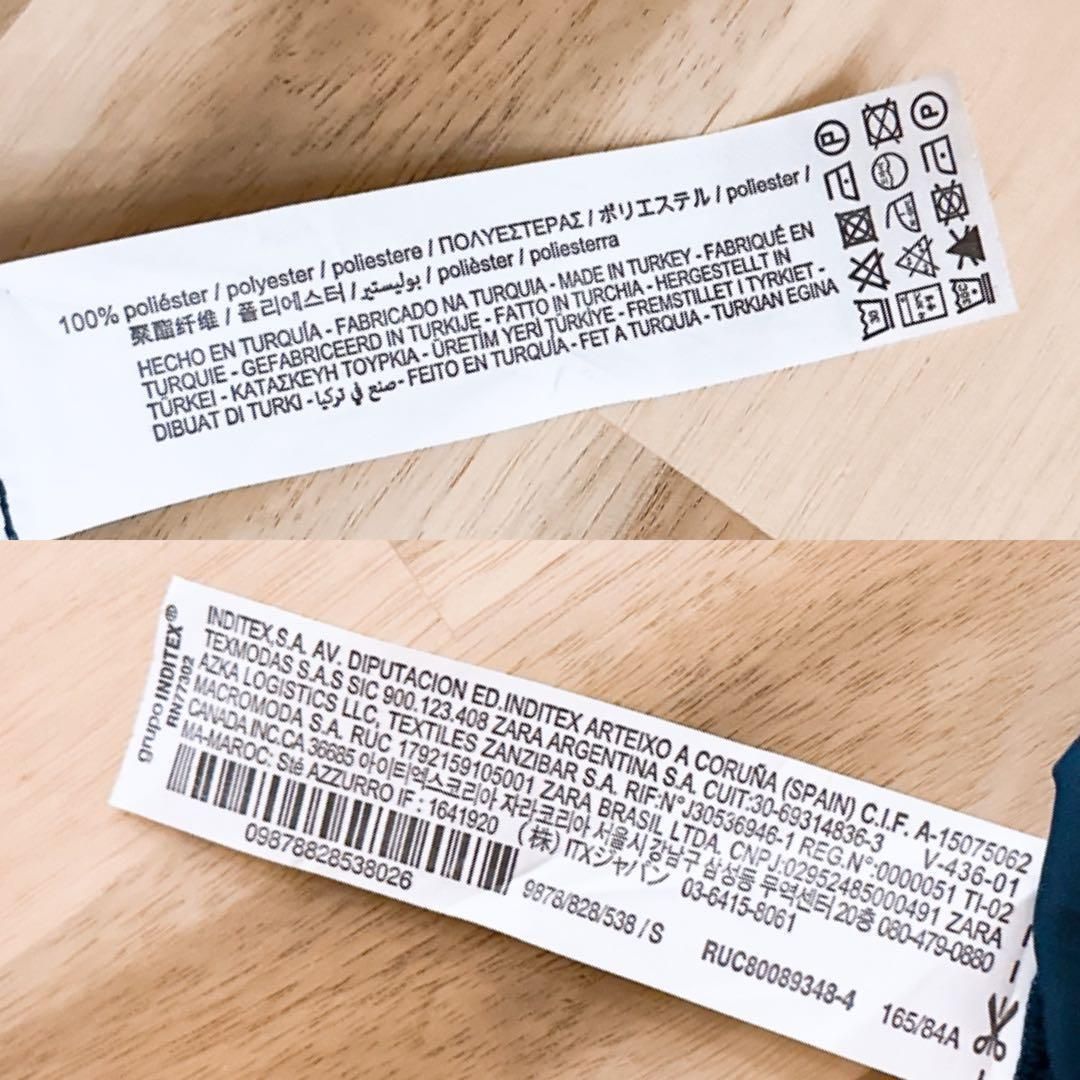  ザラ タイ付き サテン プリーツ ロング ドレス ワンピース 長袖 S 緑グリーン 切り替え リボン スカーフ巻き 光沢 長袖 七分袖 カットソーワンピース