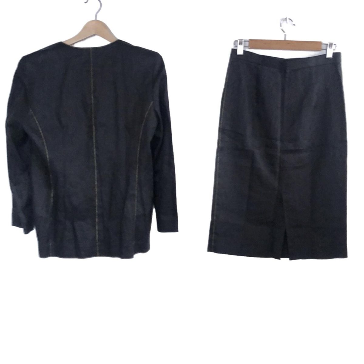 LEONARD レオナール スカートスーツ レディース - 黒 麻 ラメ ラインストーン GINKGOPHARMACY_COM