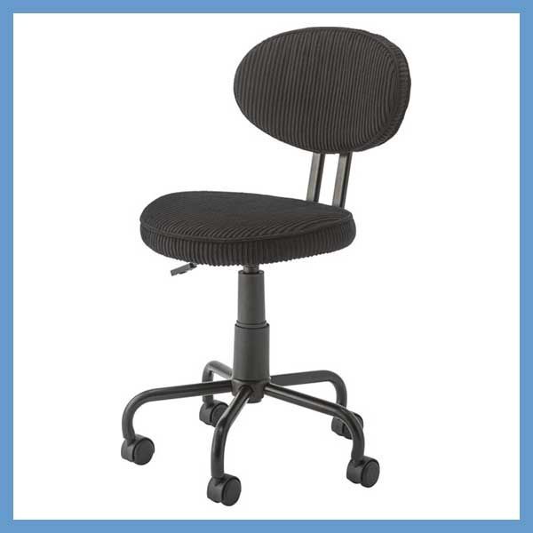 コーデュロイ生地の昇降機能付き回転デスクチェア W 43 D 49 H 82 92 SH 48 58 cm No 109 ブラック