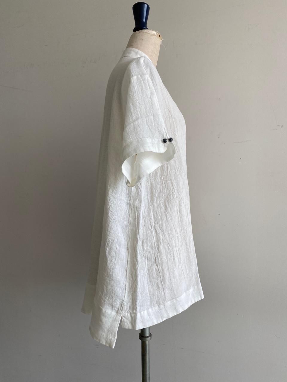 リネン半袖ブラウス