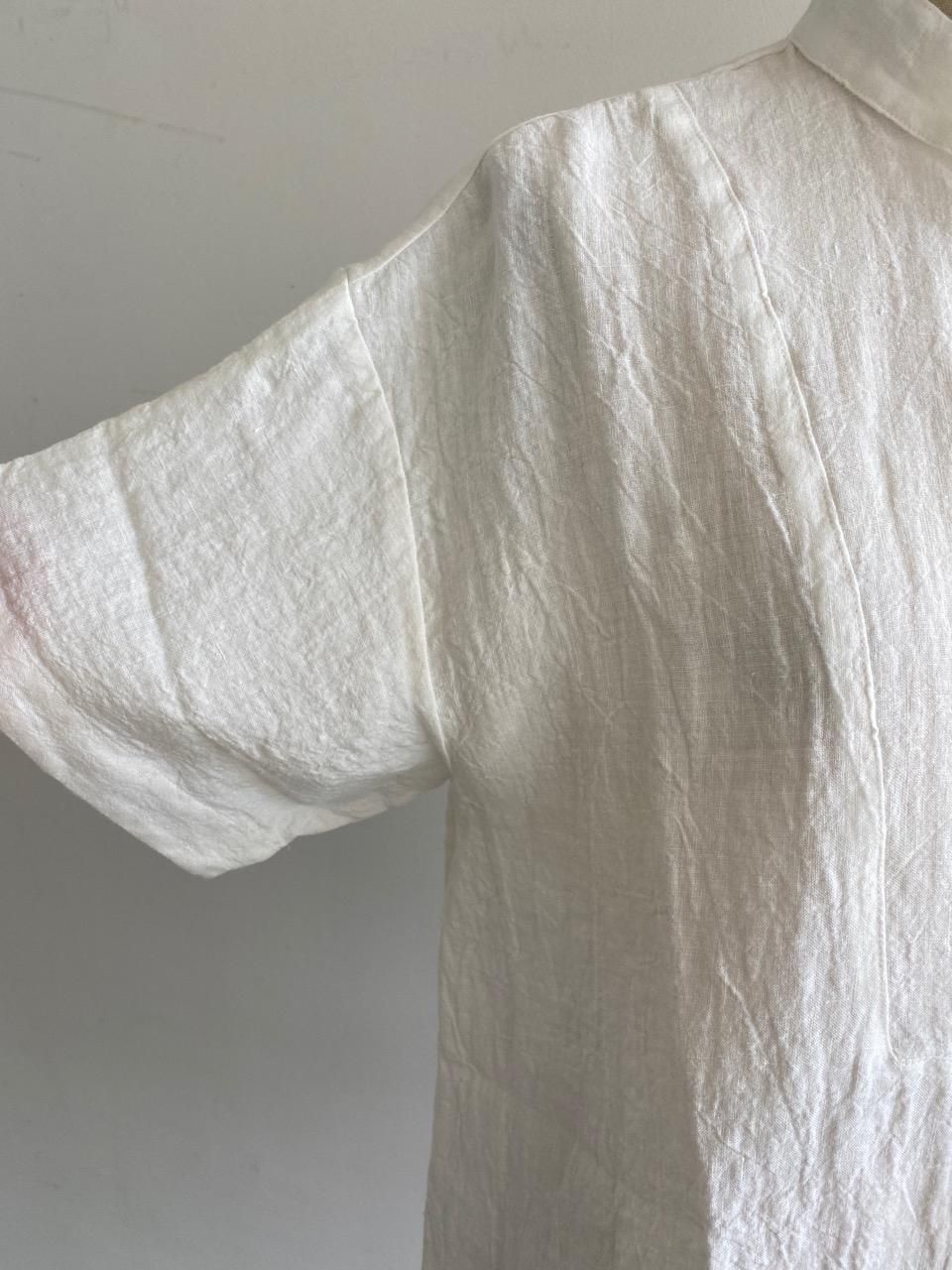 リネン半袖ブラウス