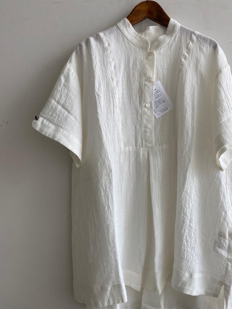  リネン半袖ブラウス C 52642 半袖 シャツ ブラウス