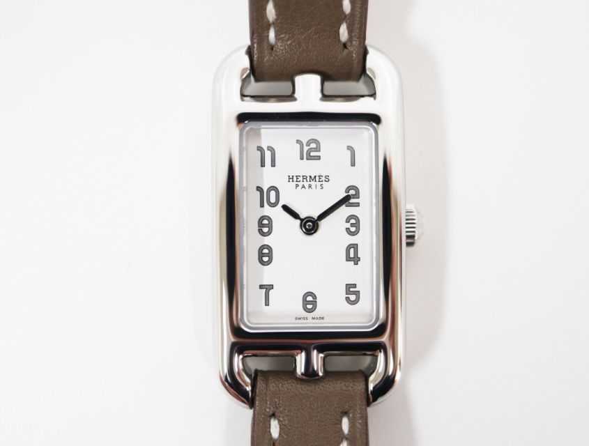 エルメス HERMES ナンタケット NA 2.110 ステンレス エトゥープ シルバー文字盤 クォーツ レディース 時計