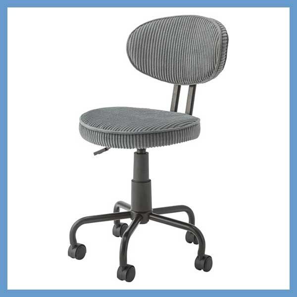 コーデュロイ生地の昇降機能付き回転デスクチェア W 43×D 49×H 82-92×SH 48-58 cm No.109 グレー