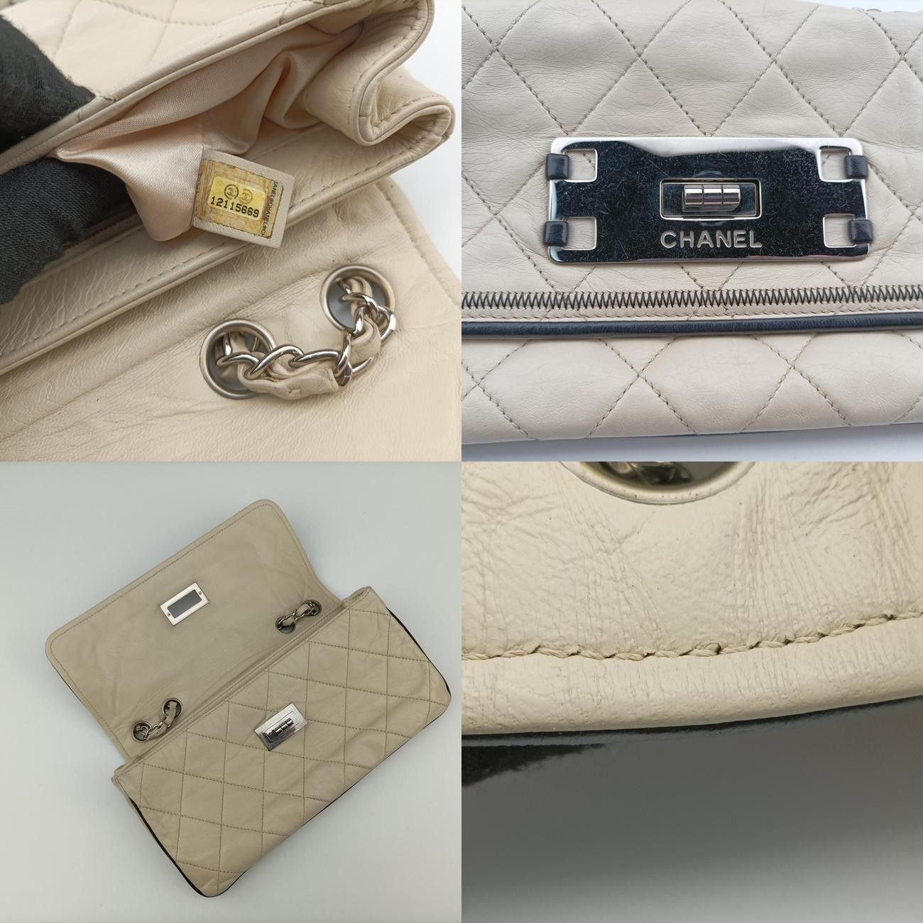  シャネルChanelイーストウエスト ホワイト レザー A 37691 メッセンジャーバッグ ショルダーバッグ