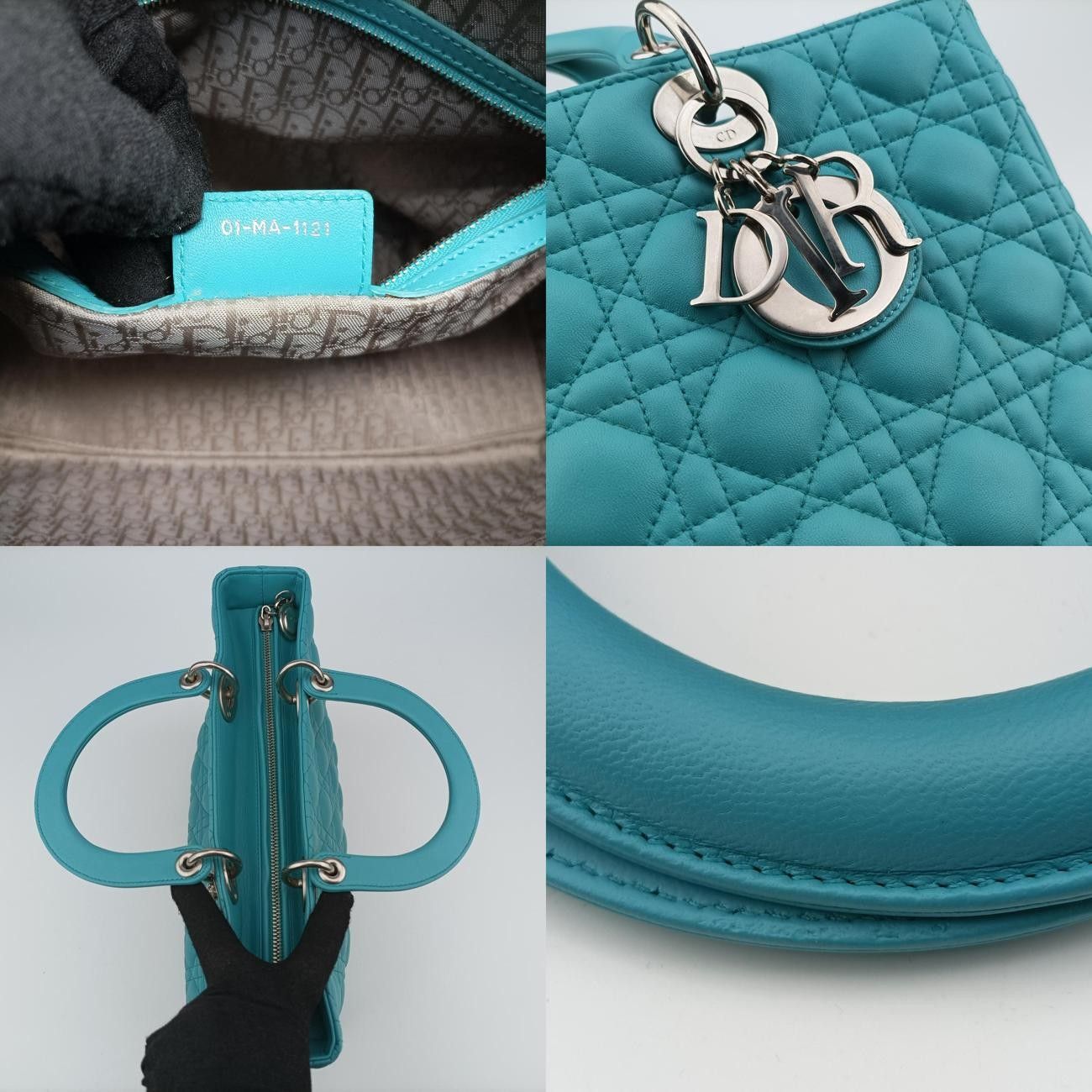  クリスチャンディオールChristian Diorレディディオール ブルー ラムスキン 01-MA-1121 メッセンジャーバッグ ショルダーバッグ