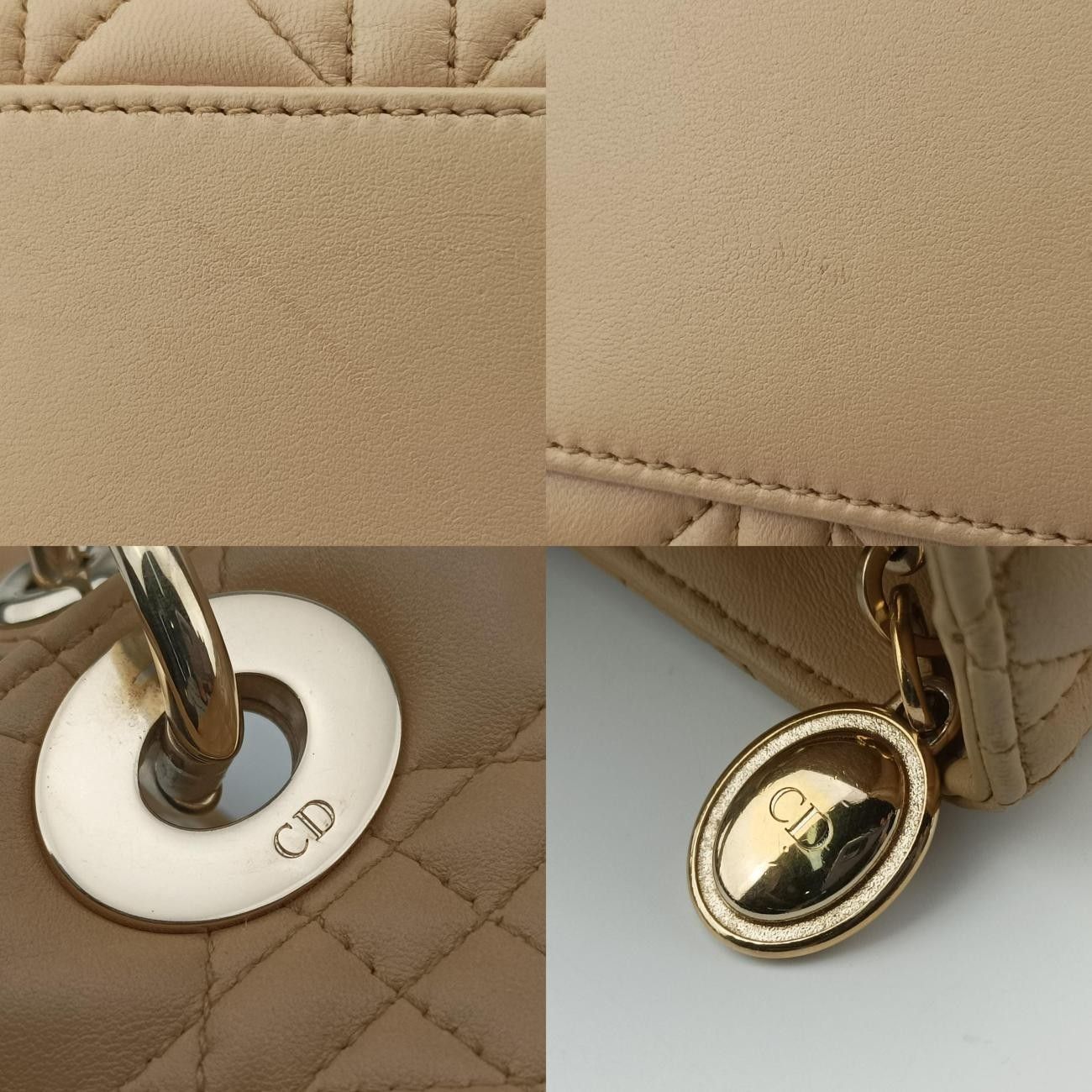  クリスチャンディオールChristian Diorレディディオール ベージュ ラムスキン 11-MA-0191 メッセンジャーバッグ ショルダーバッグ