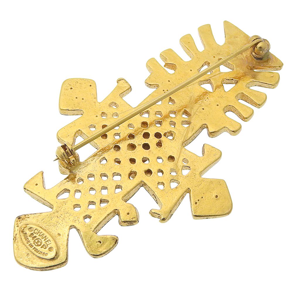 超 シャネル CHANEL クロス ブローチ 94 P GP ゴールド色 ココマーク ヴィンテージ