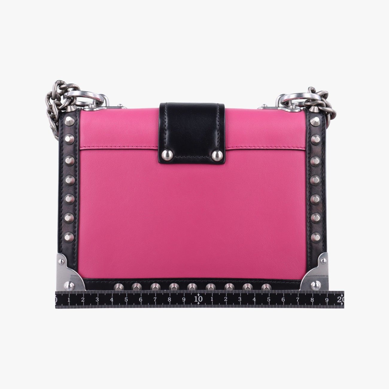 プラダPradaカイエ ピンク×ブラック レザー 1BH018 25