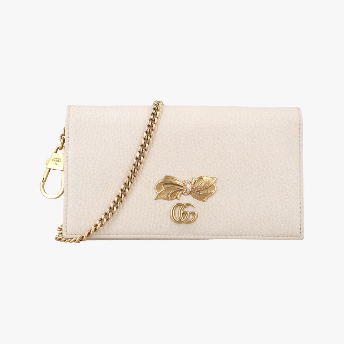 グッチGucciGGマーモント リボン ホワイト レザー 524293