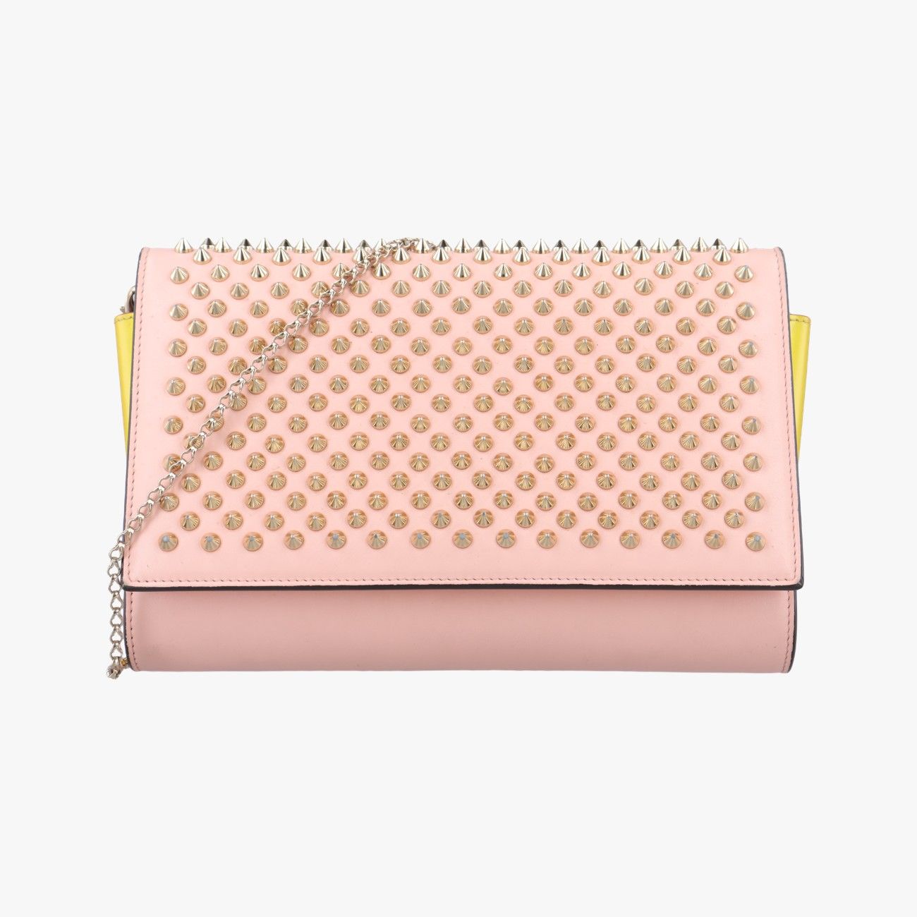 クリスチャンルブタンChristian Louboutinパロマクラッチ ピンク×イエロー レザー