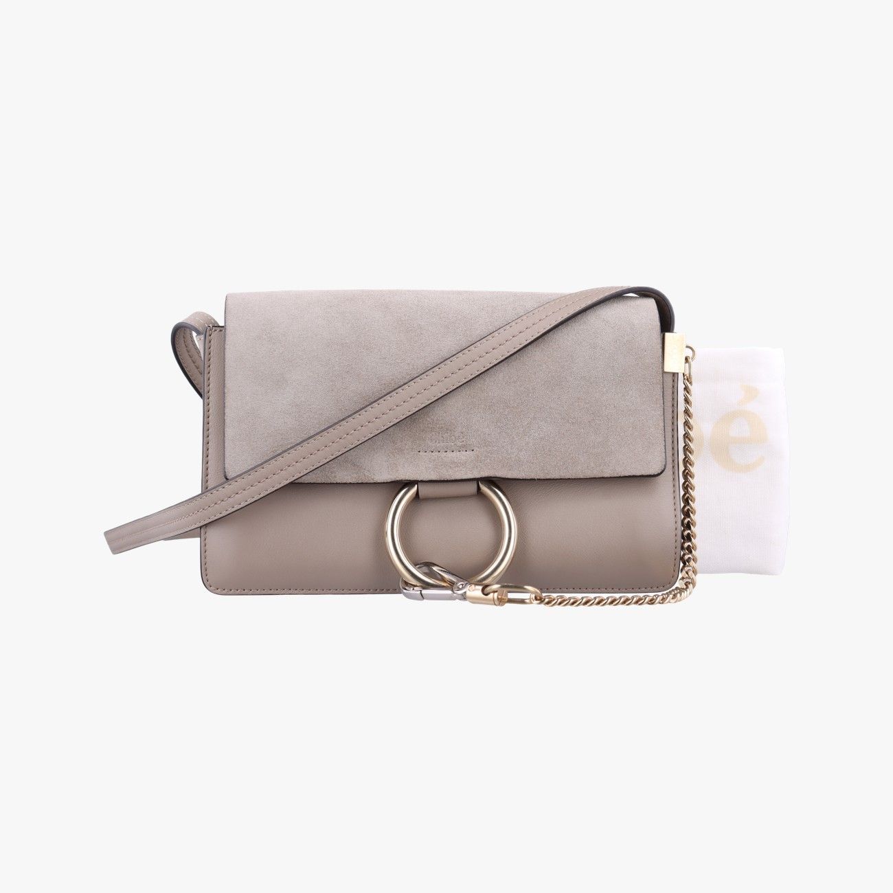 クロエChloeフェイ グレー スエード×レザー 04-17-68-65