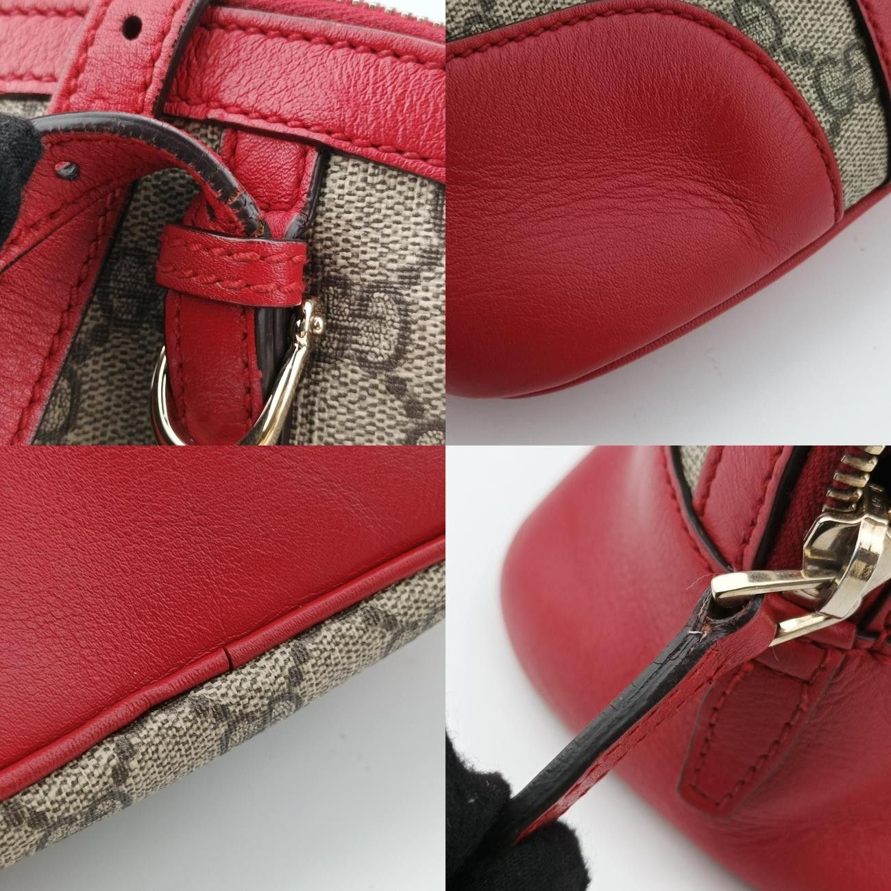 ベージュ×レッド