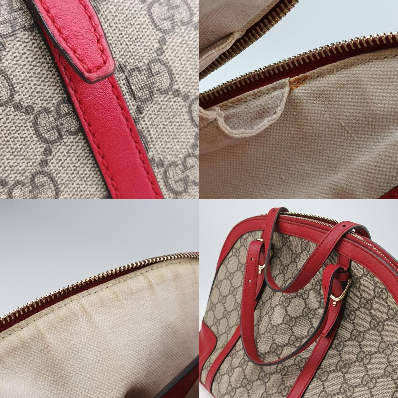 ベージュ×レッド PVCコーティングキャンバス