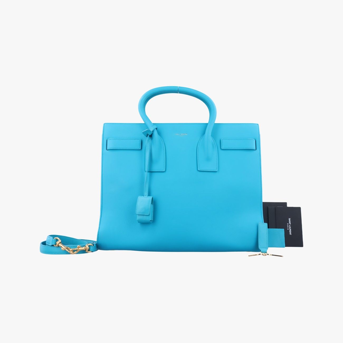 イヴサンローランYves Saint Laurentサックドジュール スモール ブルー レザー 355153 GNR355153.0714