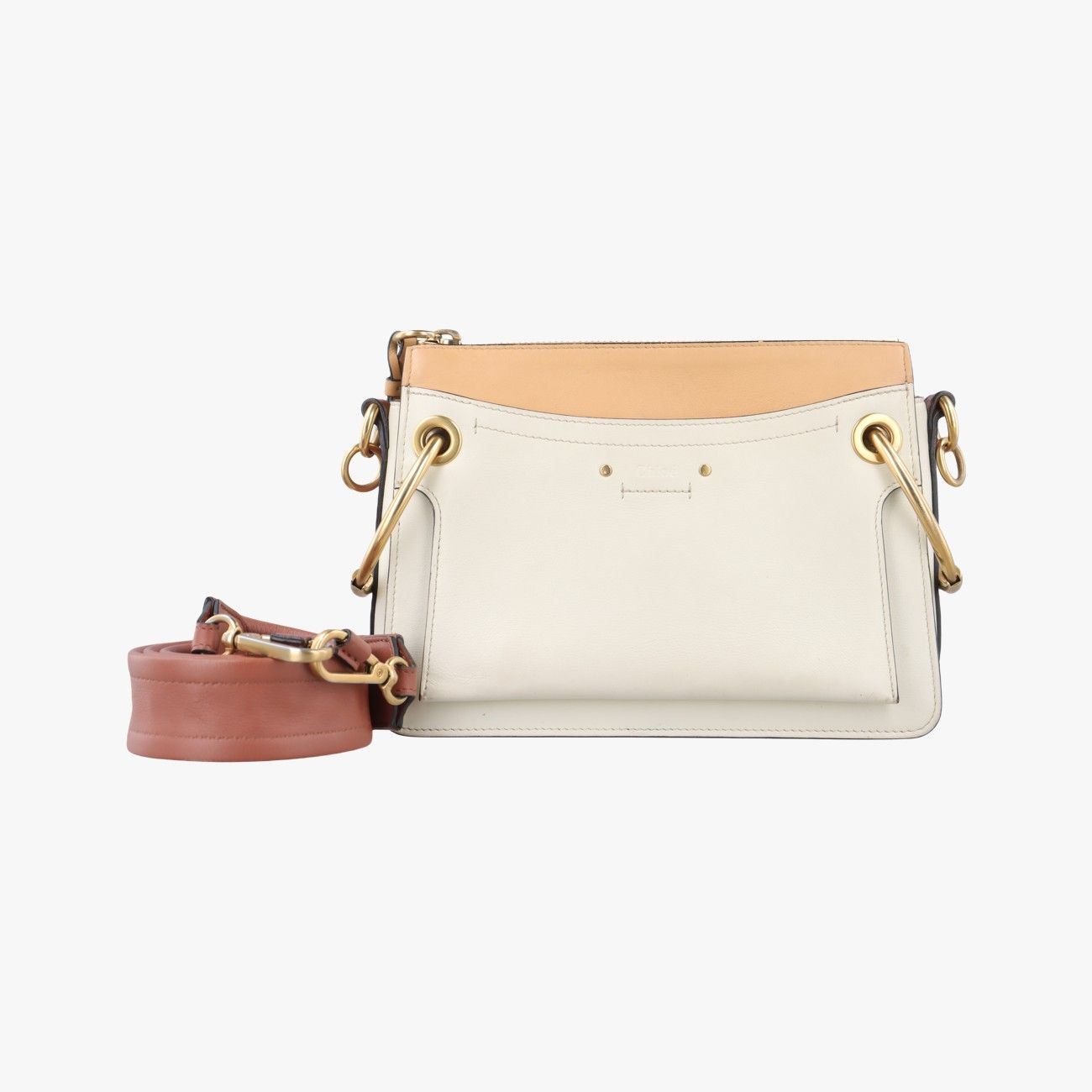 クロエChloeロイ ホワイト×ベージュ レザー 01 19 70 65 6