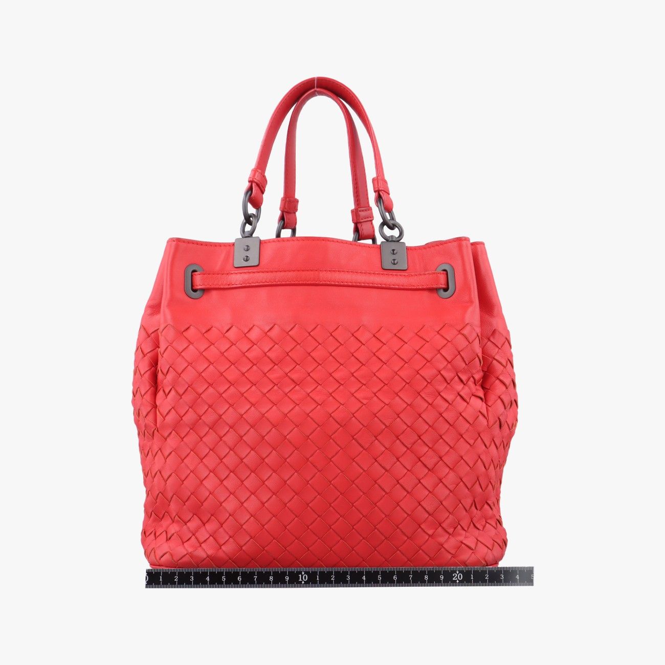 ボッテガヴェネタBottega Venetaイントレチャート ドローストリング バケット レッド ラムスキン B05592107G