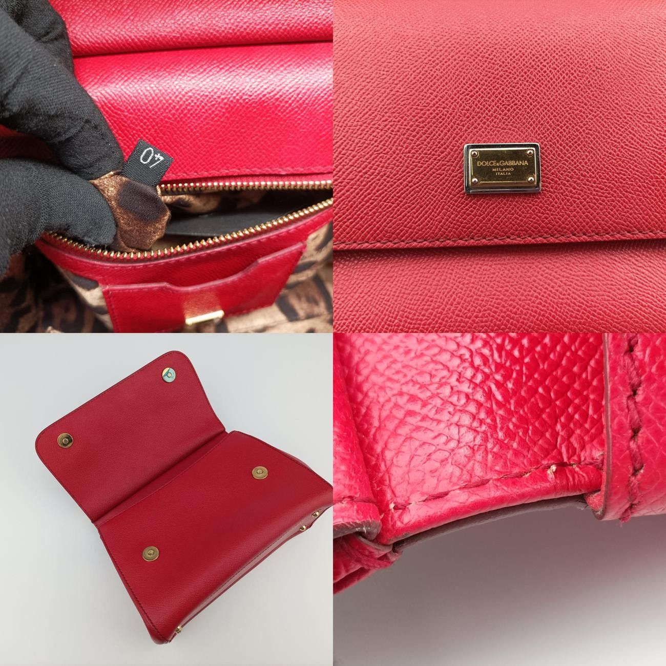  ドルチェ＆ガッバーナDolce - Gabbanaシシリー レッド レザー 40 メッセンジャーバッグ ショルダーバッグ