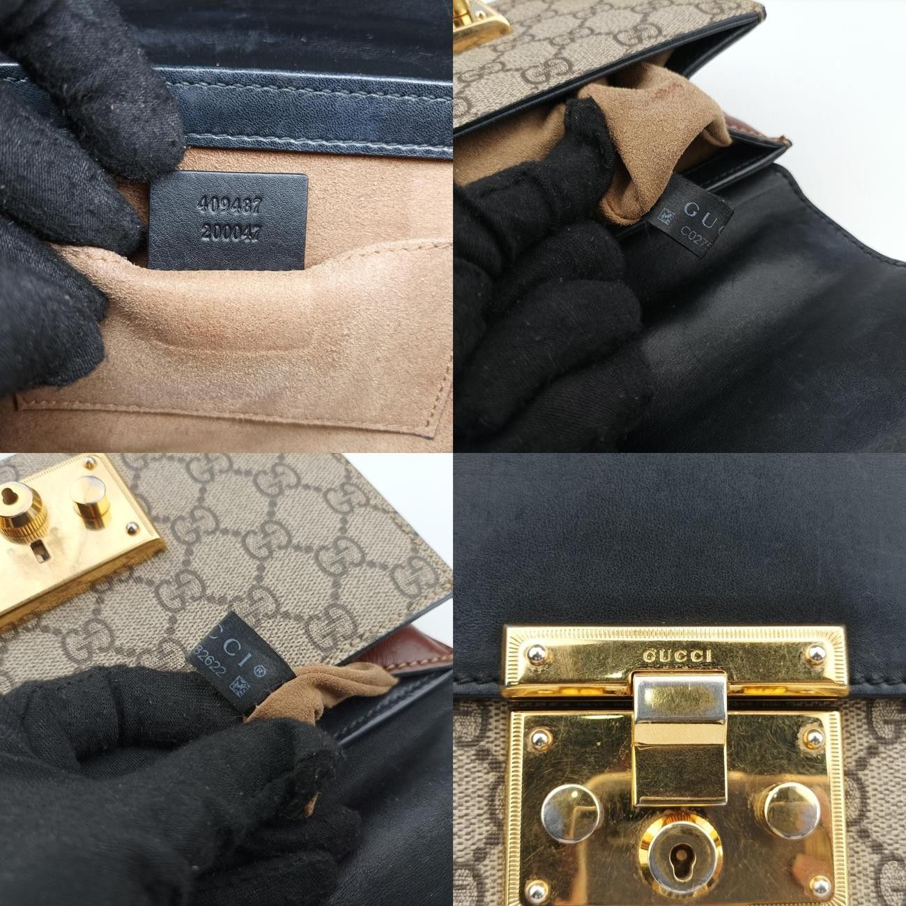  グッチGucciパドロック ブラウン×ブラック レザー 409487 メッセンジャーバッグ ショルダーバッグ