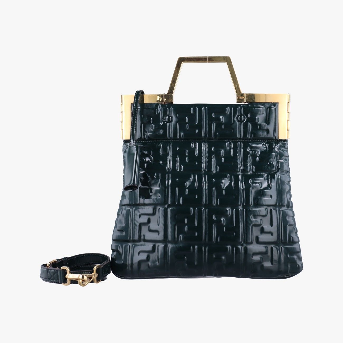 フェンディFendiFF フラップ グリーン パテント 8BH361 8BH361-A9X4-199-12085