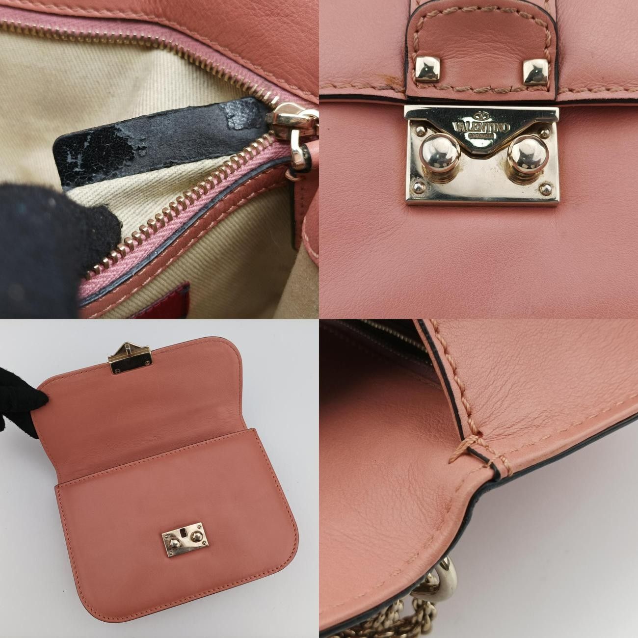  ヴァレンティノValentinoロックスタッズ グラムロック スモール ピンク レザー 製番不明 メッセンジャーバッグ ショルダーバッグ