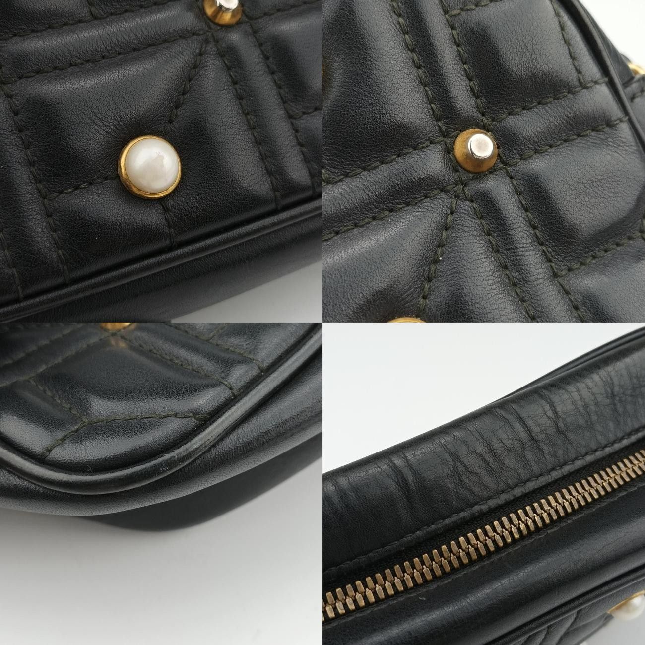  グッチGucciGGマーモント ブラック レザー 447632 メッセンジャーバッグ ショルダーバッグ