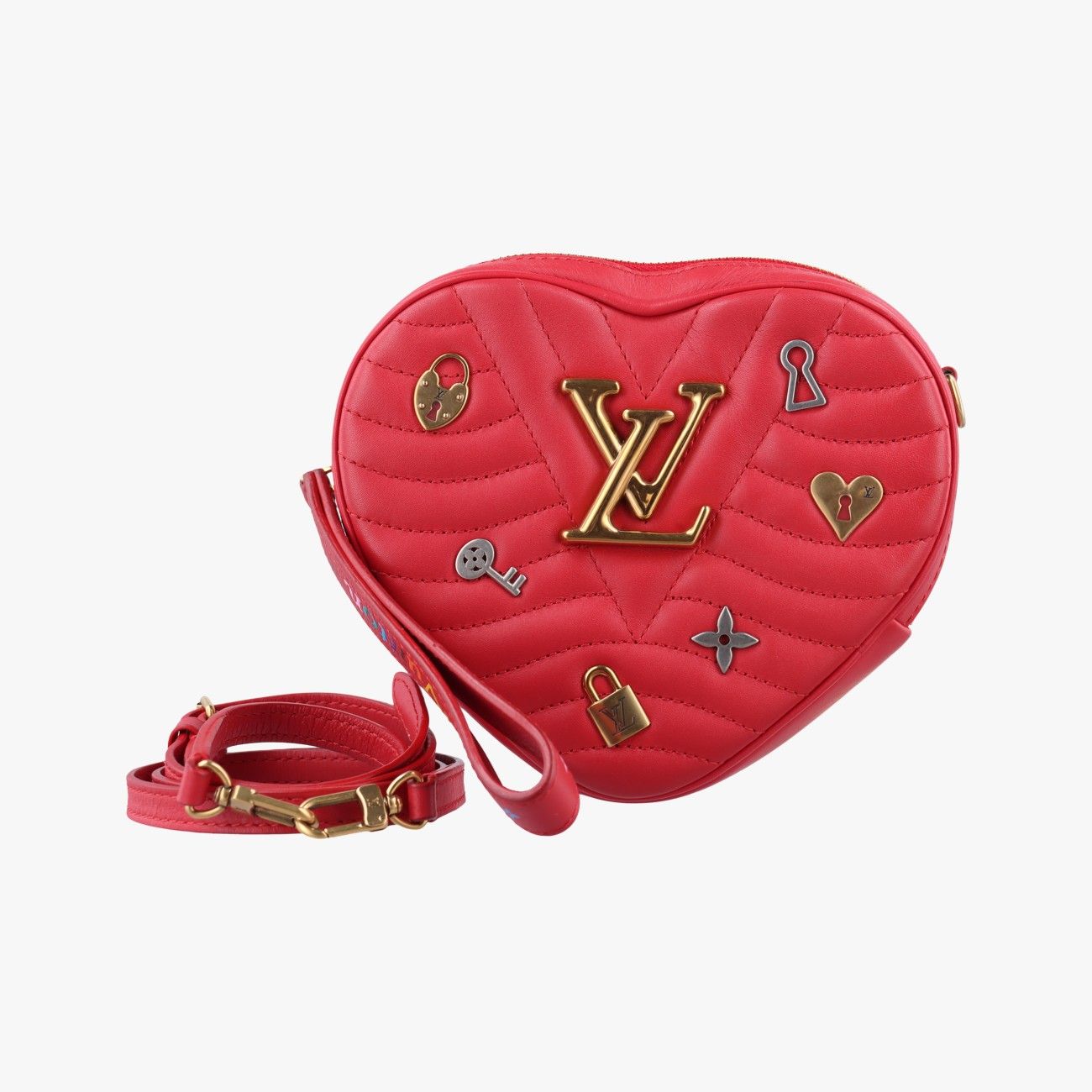 ルイヴィトンLouis Vuittonニューウェーブ ラブロックハート レッド レザー M52794 NZ4148