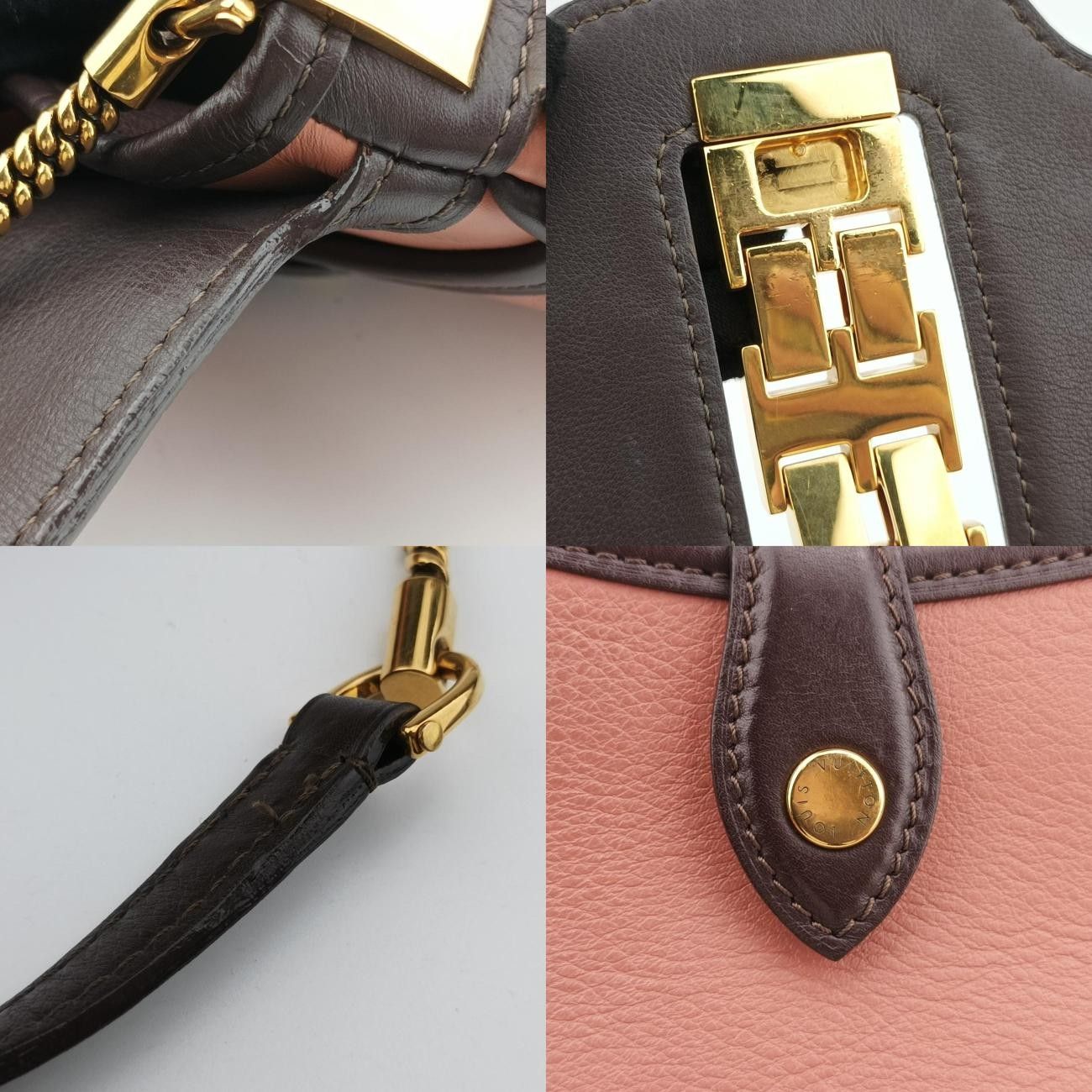 ピンク×ブラウン レザー