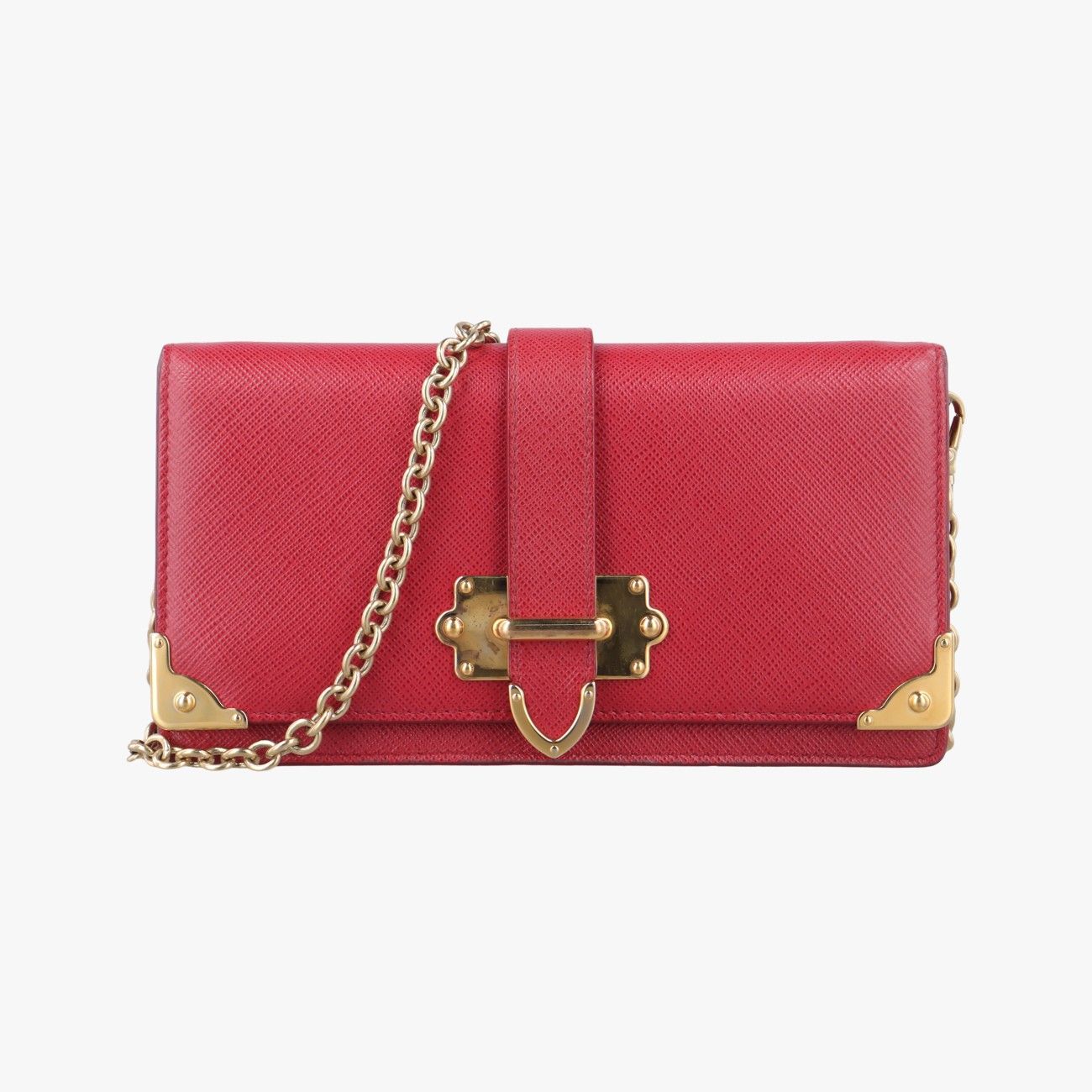 プラダPradaカイエ レッド サフィアーノレザー 1DH044 85 N