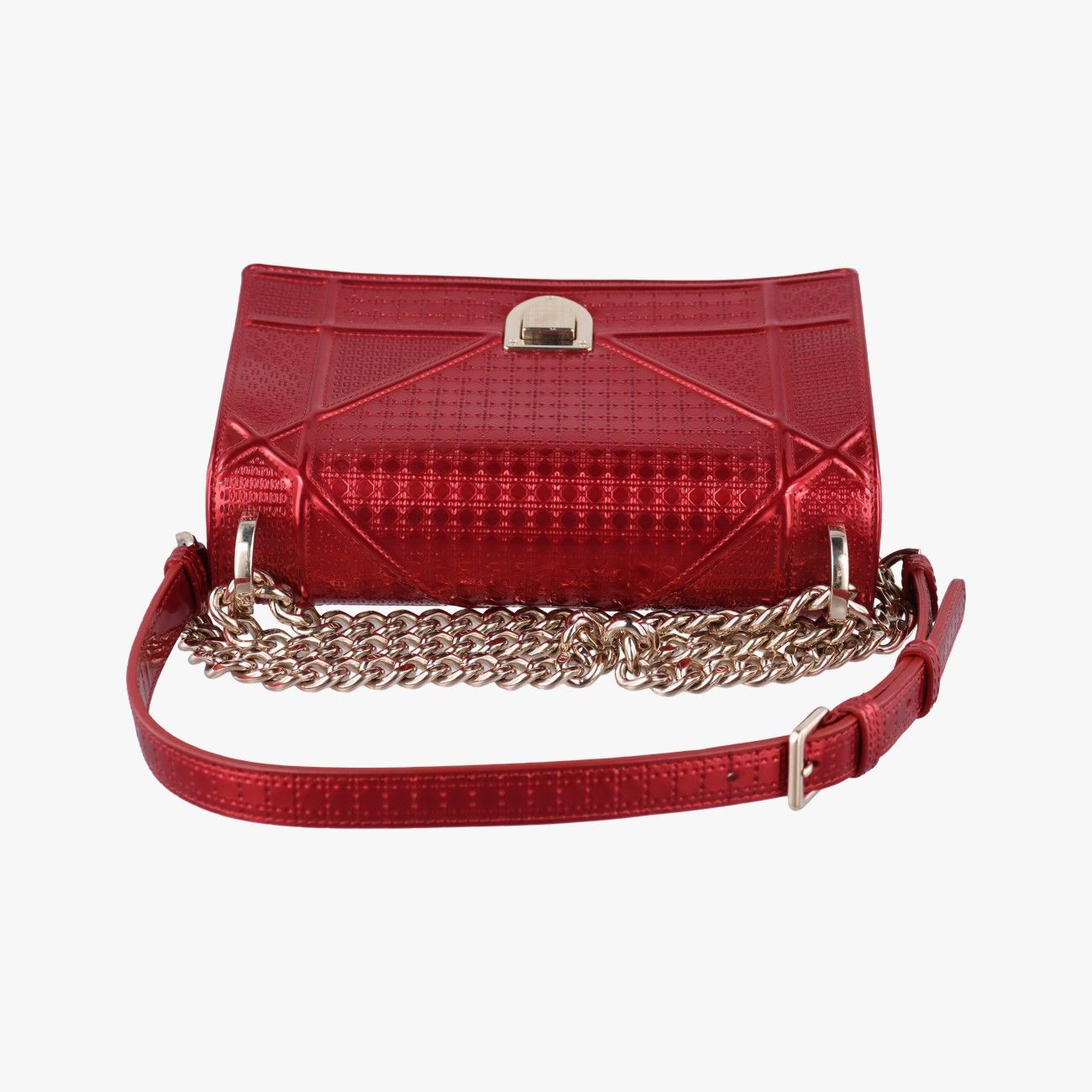  クリスチャンディオールChristian Diorディオラマ レッド パテント 13-BO-1107 メッセンジャーバッグ ショルダーバッグ