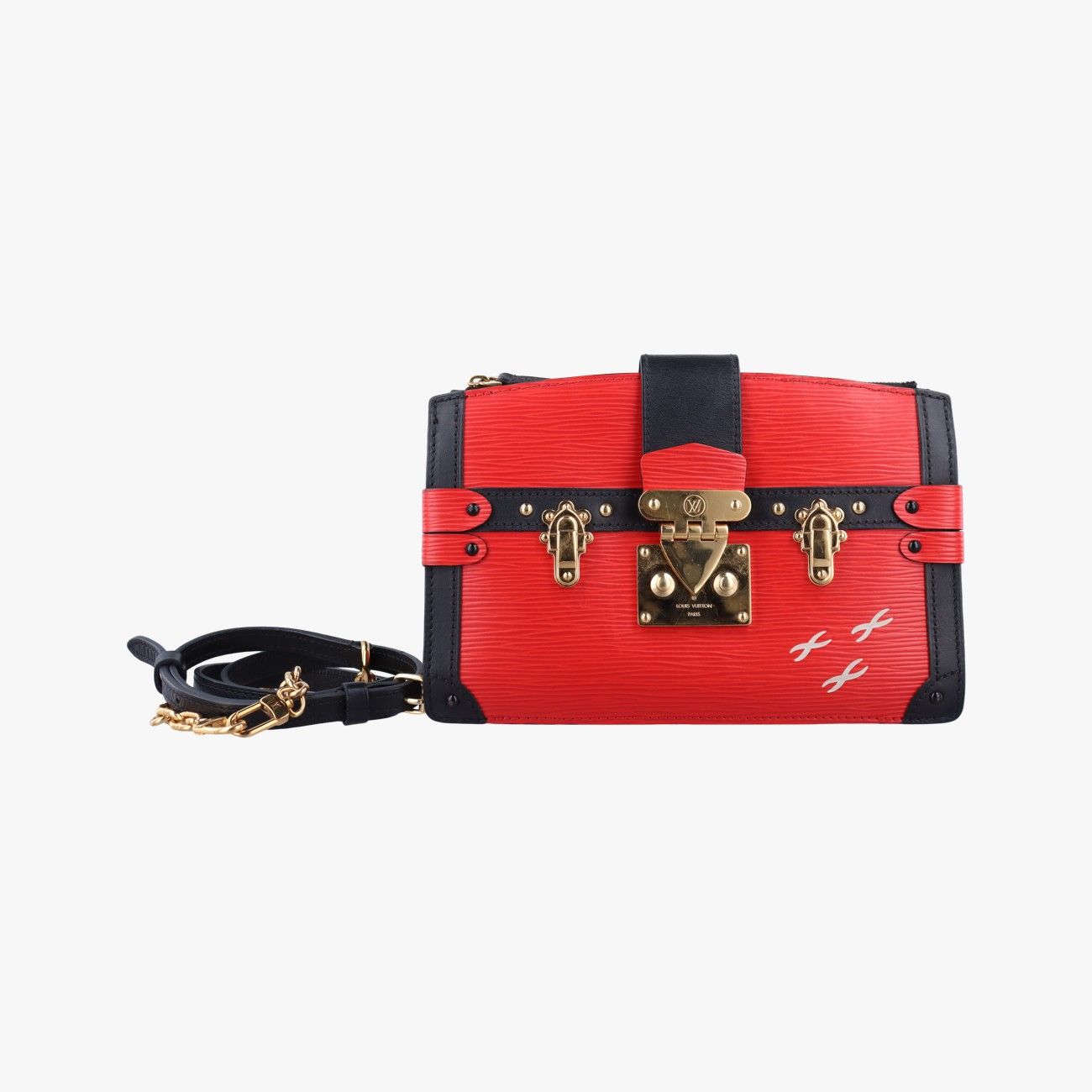 ルイヴィトンLouis Vuittonトランククラッチ ルージュ×ブラック エピ M51697 製番不明